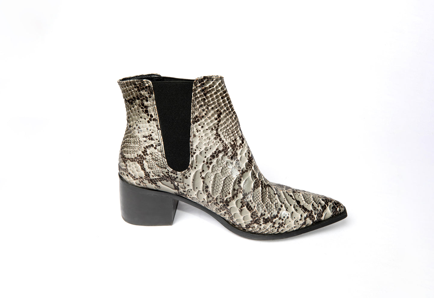 Python heeled boots