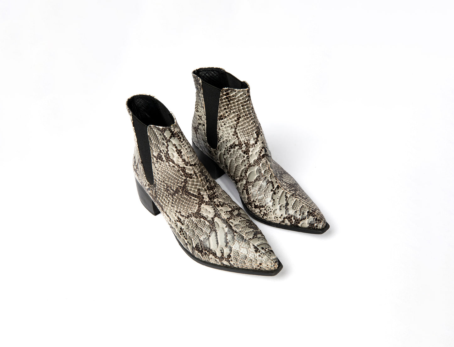 Python heeled boots