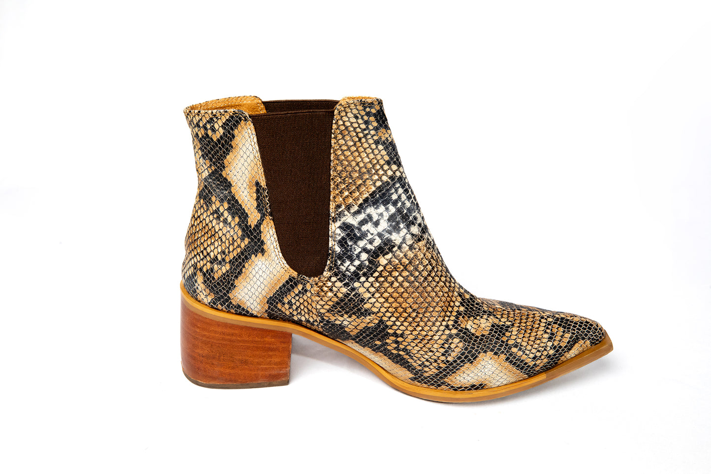 Brown python boots