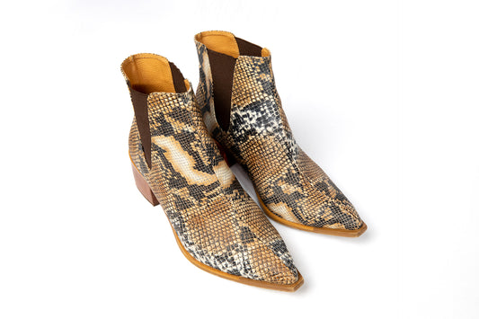 Brown python boots